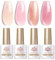 Born Pretty UV Nagellack Milky Jelly Milchig Nude Rosa - Gel Nagellack UV Natur Kristall Transparent UV Lack Soft Bean Serie Maniküre und Nagelkunst DIY zu Hause 4PCS
