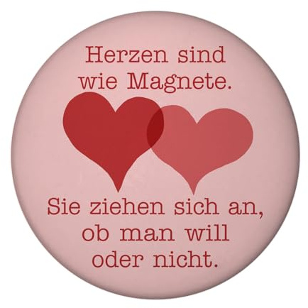 Herzen Magnet rund mit Spruch Herzen ziehen Sich an wie Magnete Liebe an Valentinsgeschenk für Partner Ehe oder Hochzeit Perfektes Hochzeitsgeschenk