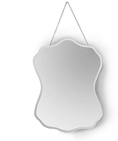 GUYANA Espejo de baño Espejo de Pared Colgante, Moderno Espejo cosmético de Belleza de Vidrio Templado sin Marco con cordón de Cadena Ajustable Espejo colgado en la Puerta