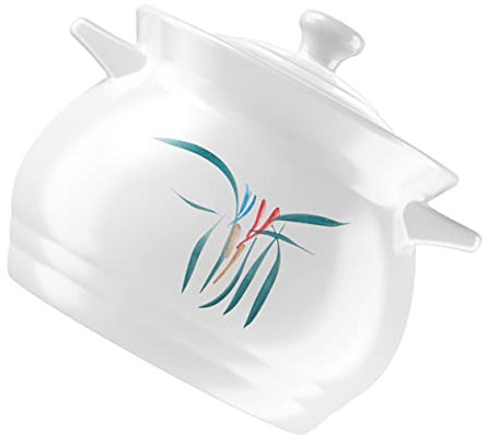 OQHAIR 1 cazuela de cerámica, Utensilios de Cocina antiadherentes, sartén para estofar con Tapa, Plato de frotamiento Redondo, Olla para cocinar, Olla de Sopa de cerámica, Olla de Barro d