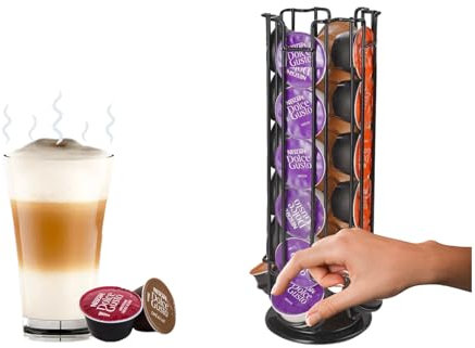 Rotating Coffee Capsule Stand for Dolce Gusto - Wire Rack Holds 24 or 32 Pods, 360° Rotating Coffee Pod Tower, Space-Saving Kitchen Storage Organizer (24)