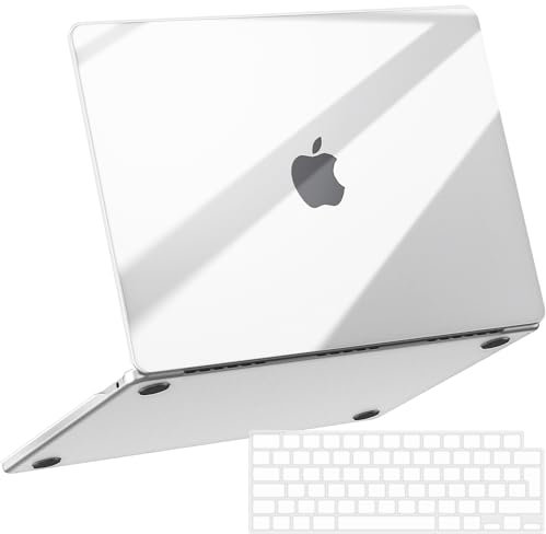 NPUOLS Protective Case for MacBook Air 13.6 Inch 2025 2024 2022 Model M4 A3240 / M3 A3113 / M2 A2681, Anti-Yellowing Hard Shell and Ultra Thin TPU EU Keyboard Cover - Crystal Clear