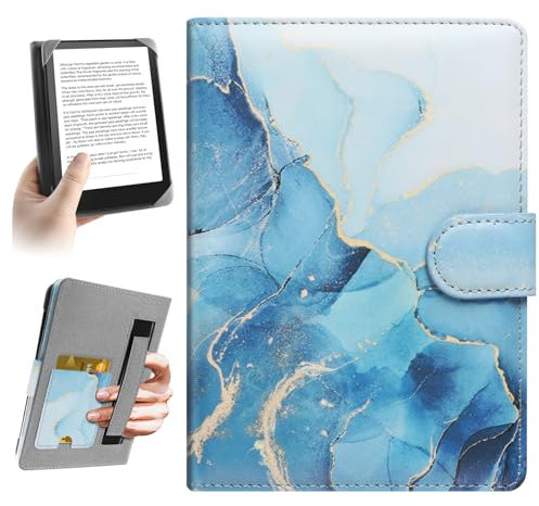 HoYiXi Universel Étui pour 6.8'',7 E-Book Reader Compatibilité Pocketbook/Tolino/Sony/Kindle Paperwhite/Kobo Clara HD/Kobo Clara 2E,6-7 Pouce eReader Cover Case, Dali Bleu