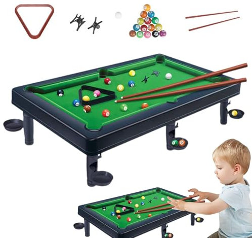 FmtwPhn Table de Billard, Petite Table de Billard - Ensemble de Piscine de Table - Table de Billard avec balles et bâtons, Table de Billard Portable pour Jeu Familial, Jeux de Billard, Jeux de Table