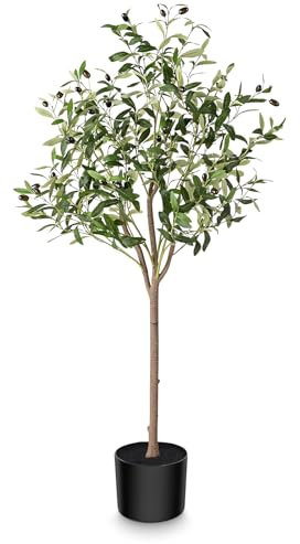 INSANYJ Olivenbaum Künstlich, 120cm Künstliche Pflanzen Kunstpflanzen Groß, Künstlicher Olivenbaum, Innen und Außen Kunstpflanzen Wie Echt Geeignet für Balkon, Zimmer, Wohnzimmer, Badezimmer Deko
