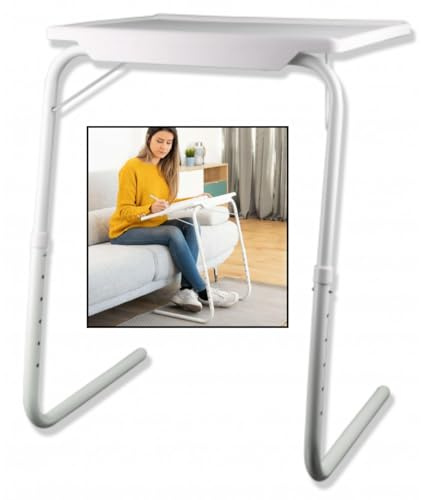 KAYNUR Light Duty Portable Foldable Adjustable Multi-Functional Table – White | 6 Height & 3 Angle Adjustments | Ideal for Crafts, Reading, Jigsaw Puzzles & Lightweight Use