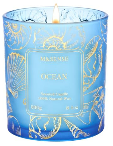 M&SENSE Meeresbrise Duftkerze 230g, Outdoor Duftkerze im Glas, Natürliche Vegane Sojakerze, Bis zu 42h Brenndauer, Sommernacht Kerze für Garten, Terrasse, Picknick