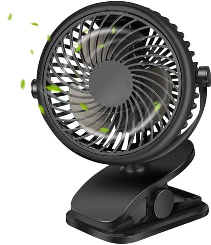 GMGXX Ventilatore USB, Ventilatore da Tavolo con Pinza e 3 Velocità, 4800mAh Batteria Ricaricabile Ventilatore Portatile, Ruotabile a 720° Mini Ventilatore per Camera da Letto, Ufficio, Auto