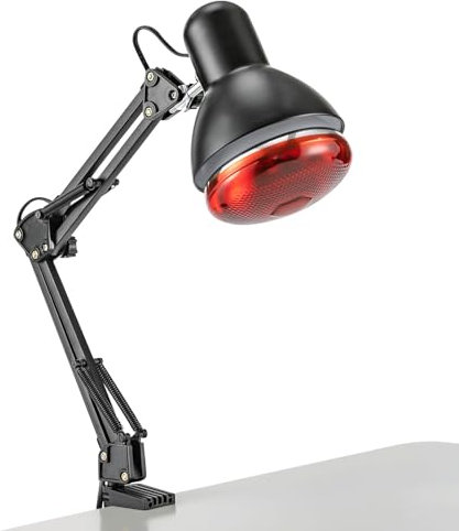 LKHDONG 150W Wärmelampe Rotlichtlampe mit Halteklammer, Rotlichtlampe Infrarot Lampe für Schmerzlinderung Temperaturbereich 0-100°C