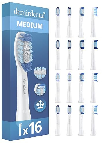 Aufsteckbürsten von demirdental für Oral-B Pulsonic Aufsteckbürsten, Medium Bürstenköpfe, Ersatzbürsten für tägliche Reinigung, Weiß, 16 Stück