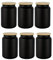 TREND FOR HOME 6 schwarze Vorratsgläser mit Holzdeckeln Set aus luftdichten 970 ml Gläsern für Tee, Kaffee und andere Dinge Gewürzgläser | Eco Storage | Mattschwarz