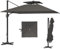 Outsunny 3.5x3 m Garden Cantilever Parasol with Solar LED Lights and Centre Light, UPF50+ Aluminium Patio Umbrella with 360° Rotation and Tilt, Hanging Sun Shade with Cross Base, Crank Handle, Grey