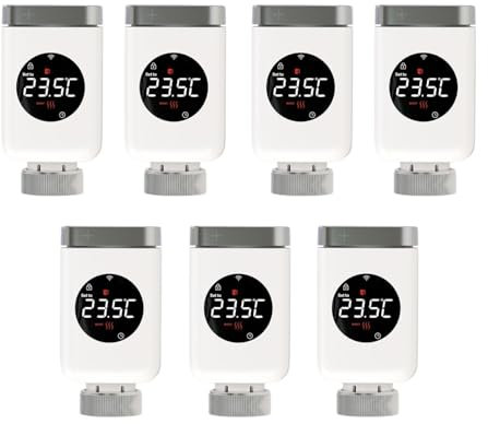 Thermostatic Radiator Valve TRV Programmable App Remote Temperature Controller with Alexa GoogleHome(7 PCs WiFi)