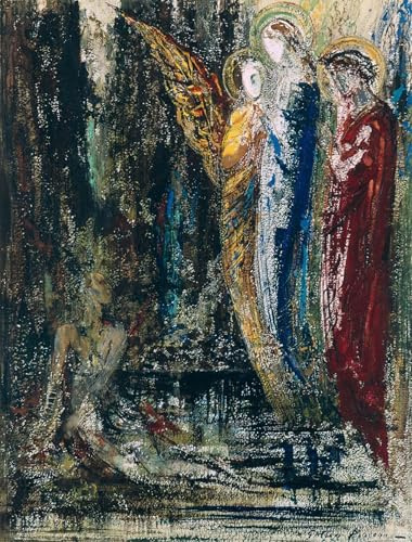 XcBAIHOUD Bekannt Bilder Canvas Wand Kunstdrucken Hiob und die engel von gustave moreau Natur Leinwand Kunst Wanddekoration für Zimmer 60x90cm