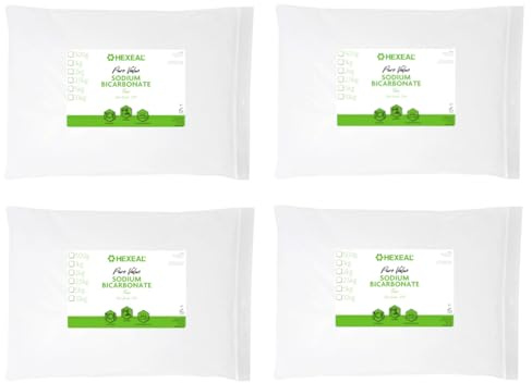 Hexeal Pure Value Sodium Bicarbonate 4 x 5kg Bags - Food Grade, Fine Powder | 20kg - Baking Powder for Cooking and Baking. Ideal for Bath Bombs and Household Cleaning. Deodorises and Removes Grime
