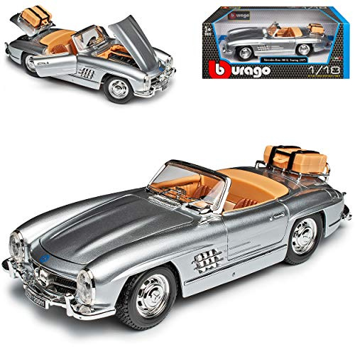 alles-meine.de GmbH Mercedes-B 300SL Touring Roadster Cabrio Silber W198 1954-1963 18-12049 1/18 Burago Modell Auto mit individiuellem Wunschkennzeichen