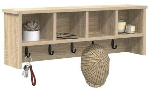 vidaXL Wall-Mounted Coat Rack Wall-Mounted Sonoma Oak 75 x 16 x 26 cm