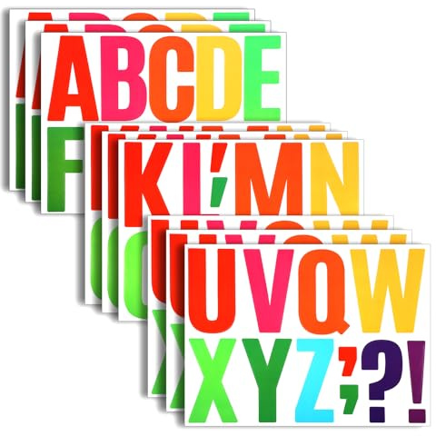 9 Blatt Buchstaben Aufkleber Bunt, 10 Cm Vinyl Buchstaben Sticker Klebebuchstaben Groß Vinyl-Buchstabenaufkleber Alphabet Aufkleber Groß, Klebebuchstaben Wetterfest Für Poster Pinnwände Klassenzimmer