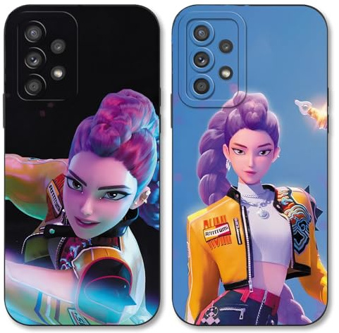 TBNMBGY 2 Stück Schutzhülle für Samsung Galaxy A52(5G) Hülle 6.5 Zoll, Cartoon AI Hunters Idol Rumi Korea Musik Kpop Sänger Muster für Mädchen Fans Phone Case Handyhülle Stoßfest TPU Ultra Dünn Cover