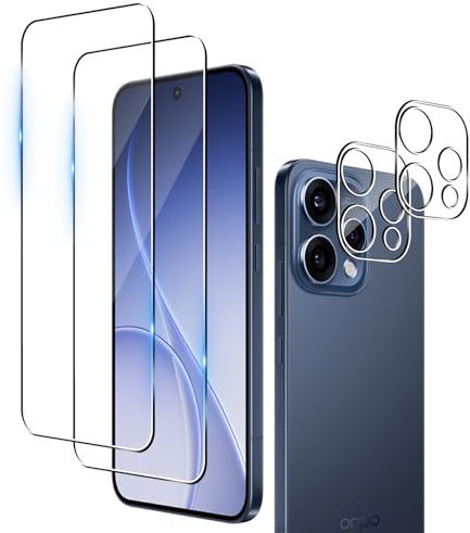 Ebzzliy Verre Trempé pour OPPO Reno 15, 2 Pièces Protecteurs D'écran + 2 Pièces Caméra Arrière Protecteur, Film Protection écran - Anti Rayures, HD Ultra Transparent Dureté, 9H Glass
