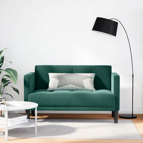 QUAHEAS Zweisitzer-Sofa Dunkelgrün, 111 cm Samt-Couch für Wohnzimmer, gemütliche Polstermöbel mit Sperrholzrahmen, maximale Belastbarkeit 220 kg