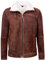 Infinity Leather Männer Braun und Sahne Harrington Shearling Schaffell Leder Bomber Fliegendes Jacke XS