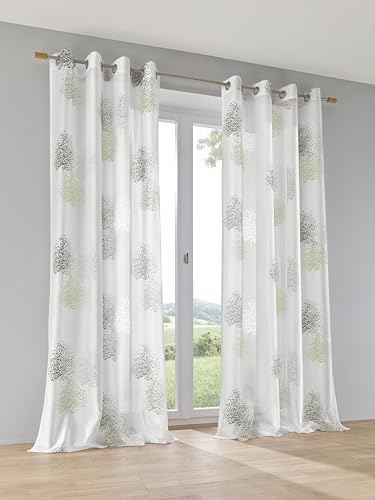 Kutti Vorhang Gardine Ösenschal Bellinda Weiss grün Breite 135 x Höhe 175 cm (1 STK)