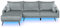 3-Sitzer Ecksofa LED Samt grau Sofa mit Kissen Chaiselongue rechts Varde