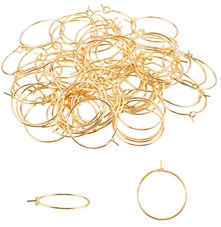 UNICRAFTALE 100pcs 20mm Golden Weinglas Charms Ringe Edelstahl Gold Ohrringe Selber Machen Set 0.7mm Pin Creolen Ohrringhaken Ohrringe Zubehör Creolen Rohlinge Für Frauen Ohrringe Basteln Zubehör