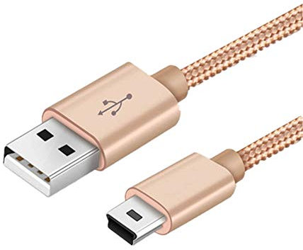 Cable Mini USB 2M USB 2.0 a Mini B Cable Cargador y Transferencia de Datos Compatible con Dash CAM, Controlador PS3, Reproductor MP3, PDA, Cámara, Escáner y Más Dispositivos Mini USB (Oro)