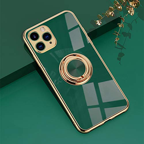 Bakicey Hülle für iPhone11 Pro Max Schutzhülle mit Metallständer, Weiche Silikon Handyhülle mit 360 Grad Ring Stand Magnetische Autohalterung Bumper Stoßfest Case für iPhone 11 Pro Max, Armeegrün