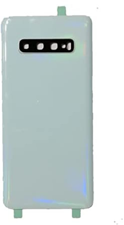 (Kit) Batterie + adhésif Double Face + lentille Compatible pour Samsung Galaxy S10 Plus G975 S10+ G975F de Rechange Verre arrière Coque arrière + lentille avec Cadre (Prism White)