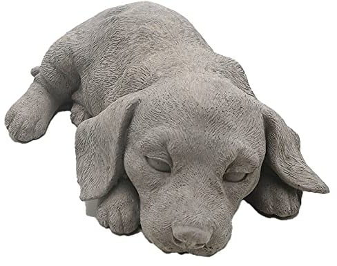 19 cm große Gartenfigur „schlafender Hund“ – Gartenfiguren aus Beton – handgefertigt mit aufwendigen Details – für den Innen- und Außenbereich – wetterbeständige Gedenkskulptur „schlafender Hund“