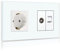 BSEED Enchufe de pared con 1/2 PC+ TV,Antena de TV coaxial y Ethernet RJ45 Cat5e,Schuko Enchufe con Panel de cristal,Blanco toma de corriente,enchufes de extensión para Cocina, Dormitorio