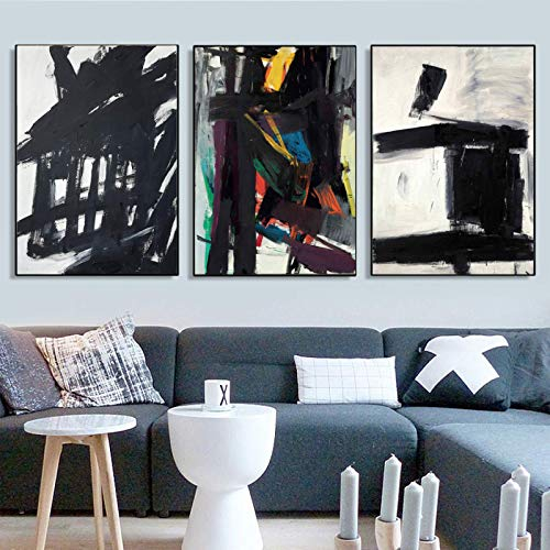 Jianghu Art Abstrakter Maler Franz Kline Berühmte Ölgemälde Reproduktion Leinwand auf abstraktem Giclée-Leinwanddruck Gemälde Poster 60x90cmx3pcs Kein Rahmen