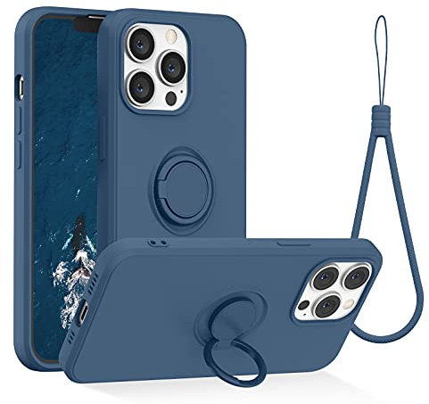 Abitku Compatible with iPhone 13 Pro Case, 360°Ring Kickstand Holder (Support Magnetic Car Mount) Microfiber Cloth Fully Coverage Designed for iPhone 13 Pro 6.1 inch 2021 (Blue)