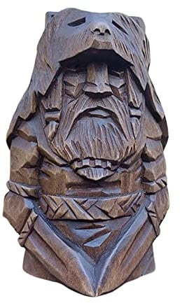 Nordische Wikinger-Mythologie Odin Statue – Tyr Statue Harz Kunst – Wikinger Skulptur Odin, für Pool Brunnen Dekor, 10 × 3,5 cm