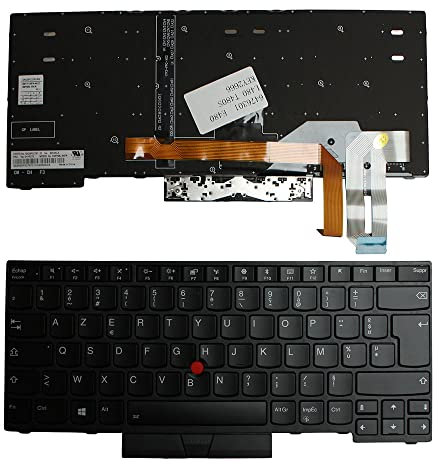 Power4Laptops Francés con Pointer Retroiluminada Negro Teclado de Repuesto para Ordenador portátil Compatible con Lenovo ThinkPad L480