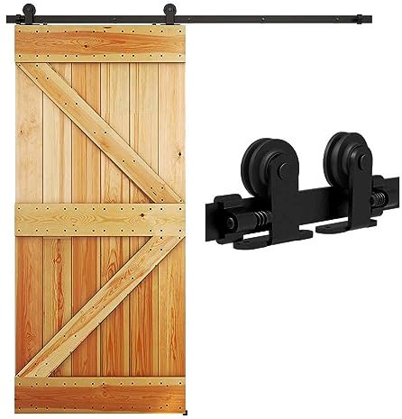 QINAIXQM 168CM/5.5FT Sliding Door Track Barn Door Hardware Kit Closet Rail Roller Accessory