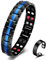 Vicmag Magnetarmband Herren Titanstahl-Magnetarmband Doppelreihige Ultra-Stärke-Magnete mit Einstellwerkzeug und Geschenkbox (Blaue Linie 4 Elemente)