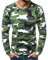 Oanviso Herren Langen Ärmel Rundhalsausschnitt T-Shirts Camouflage Muster Tee Shirts Camo Druck Pullover Freizeit Sweatshirt Vintage Tarnung Bluse Leichte Strand T-Shirt Bequem Tops A Grün XL