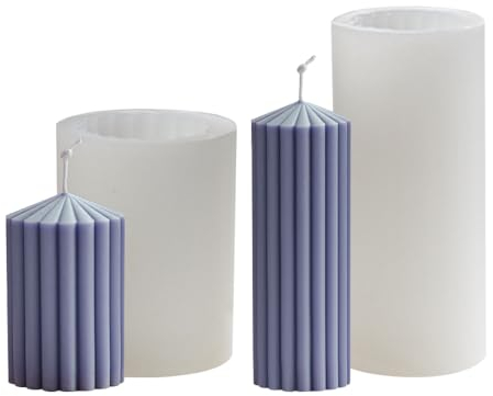 Frunimall Kerzengießformen aus Silikon Zylinder,3D Kerzenformen zum Gießen,Kerzenform Silikon,Kerzen Silikonformen,Seifenform DIY Silikon mit Wick für Seife,Wachskerzen,2 Stück