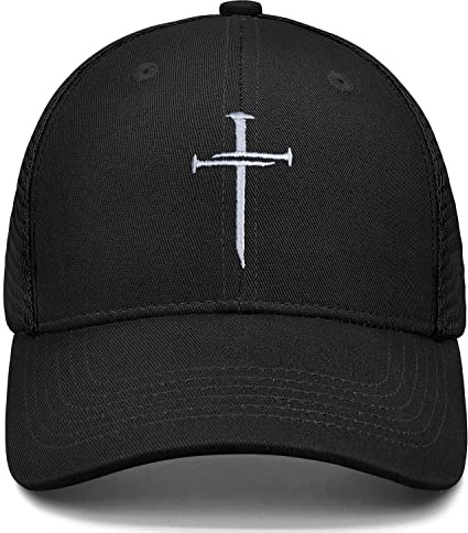 Christian Hats Nail Cross Jesus Hat Black Embroidered Baseball Cap