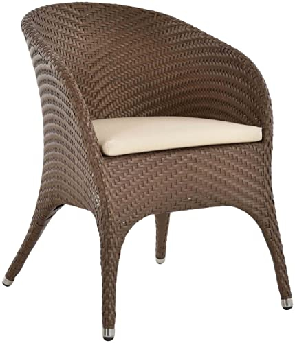 Krines Home Outdoor Rattansessel Wing Gartensessel Esstisch Garten Sessel Polyrattan wetterfest (Braun, Gartensessel)