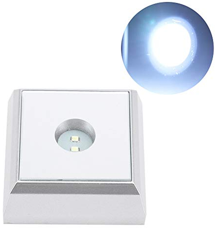 Light Base For Crystal Art, Led Light Base, Lighted Base For Glass Art LED Lamp Base Stand Holder for Crystal Acrylic Statue Display (#1 4 LEDs Battery Square white light)