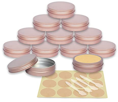 YANCAER 10 Pièces Pots en Aluminium Rose mat de 100ml avec Couvercle - D83mm x H28mm Vide Ronde Cosmétiques Pot Conteneurs de Voyage pour Maquillage, Crème, Baume à Lèvres, Mini Bougies