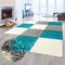 Flauschiger Shaggy-Teppich Hochflor mit Karomuster in türkis grau Creme 140x200cm