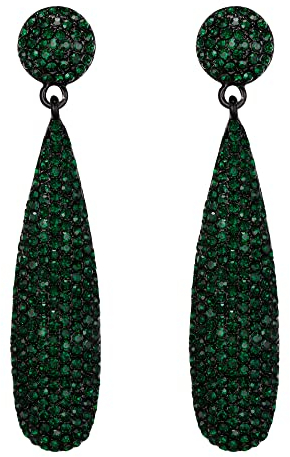 EVER FAITH Strass Statement Ohrringe runde Kristall Kronleuchter baumeln Tropfen durchbohrt für Damen formale Hochzeit Braut Prom Grün Schwarz-Ton