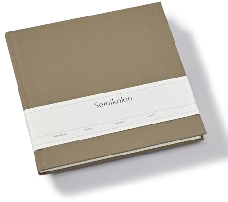 Semikolon 370071 Gästebuch - 25 x 23 cm - mit 180 blanko Seiten zum Selbstgestalten, Lesezeichen - fango beige