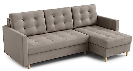 Ecksofa “DIVO” mit Schlaffunktion und Bettkasten - Sofa Bettsofa Couch L form 3 Sitzer Schlafsofa Schlafcouch - Eckcouch Möbel für Wohnzimmer 224 x 144 x 95 cm. Sofabett - Liegefläche: 202 x 140 cm